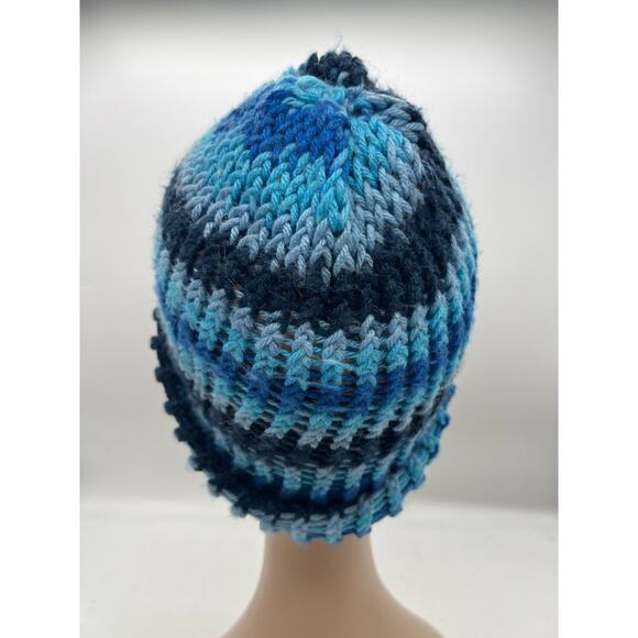 Knit Light and Dark Blue Striped Beanie Knit Hat Outdoors XS - Picture 5 of 8
